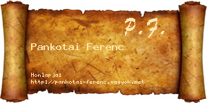 Pankotai Ferenc névjegykártya